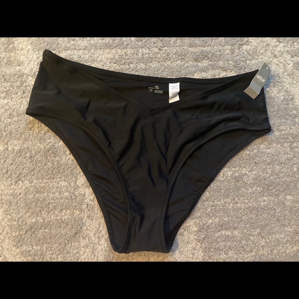 Aerie Black Cheeky Bikini Bottom Large Brand New!